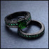 2 Pcs Princess Cut Green Black 18K Gold Plated Cubic Zirconia Women's Ring